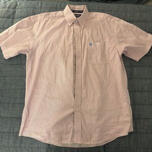 Men's George Strait Wrangler Pink Short Sleeve Button-Up Shirt